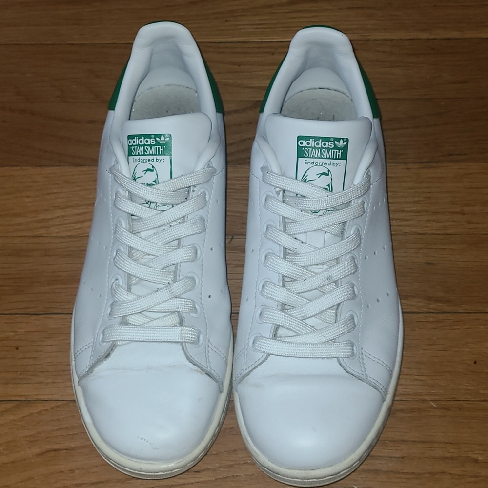 Adidas White Stan Smith Sneakers with Green Accents